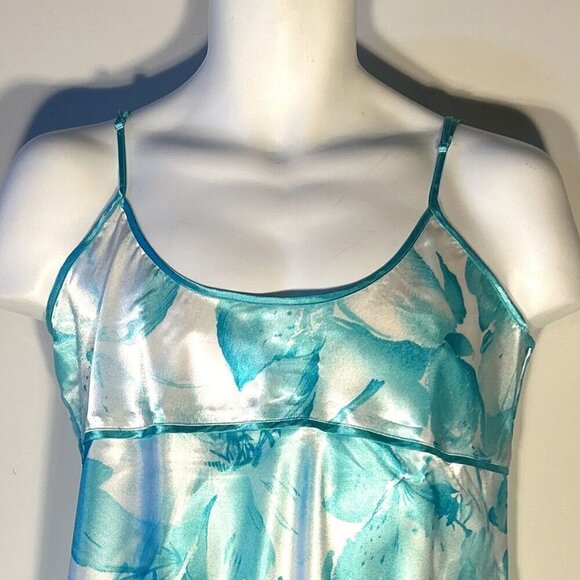 Sophia SZ M Vintage Aqua & White Silky Gown Romantic Soft Sexy Feminine Gift - Picture 2 of 7